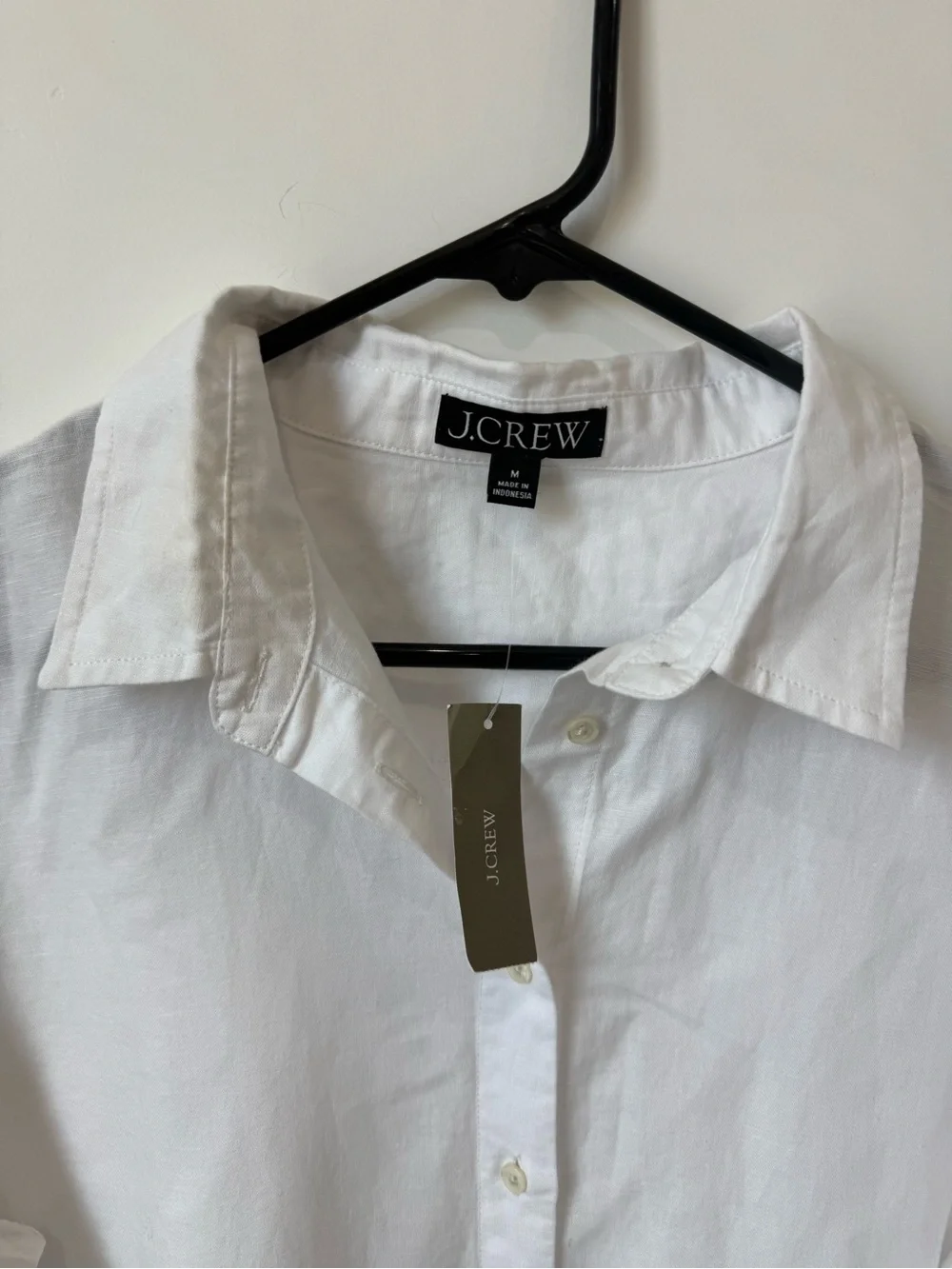 NWT J.CREW Linen Cotton Blend Beach Shirt In White Size M